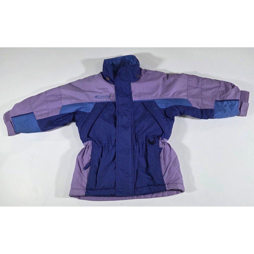 Vintage Columbia Fire Ridge Kids Purple Blue Colorblock Winter Jacket Size 4/5